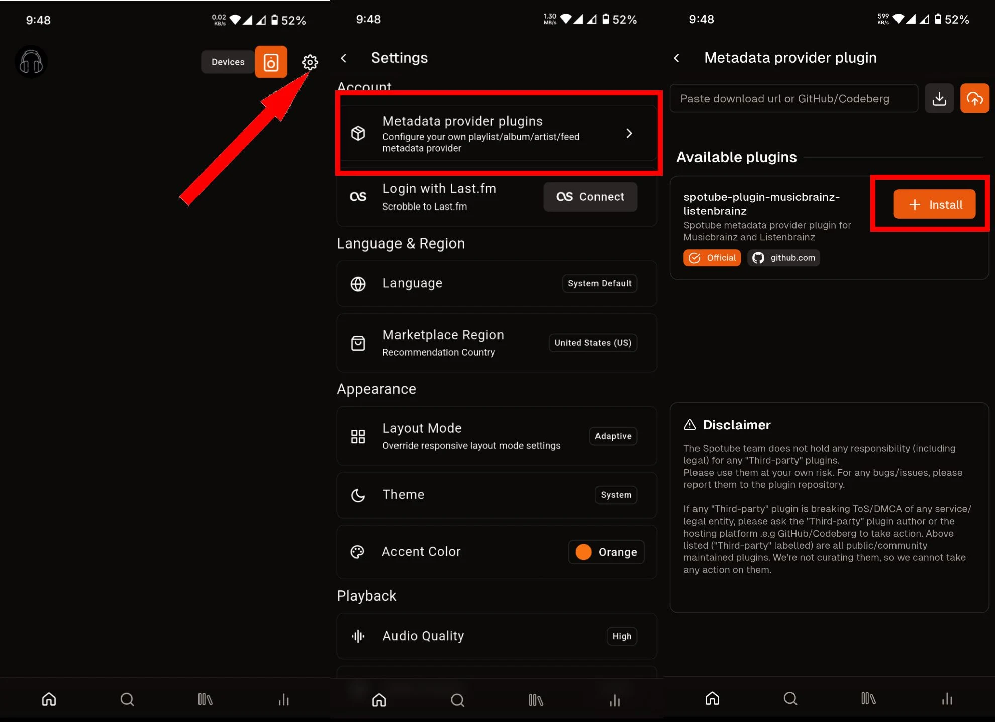 Navigate to plugins page